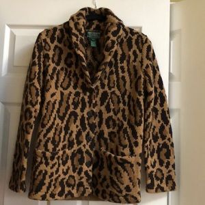 Ralph Lauren Hand knit lambswool leopard Cardigan